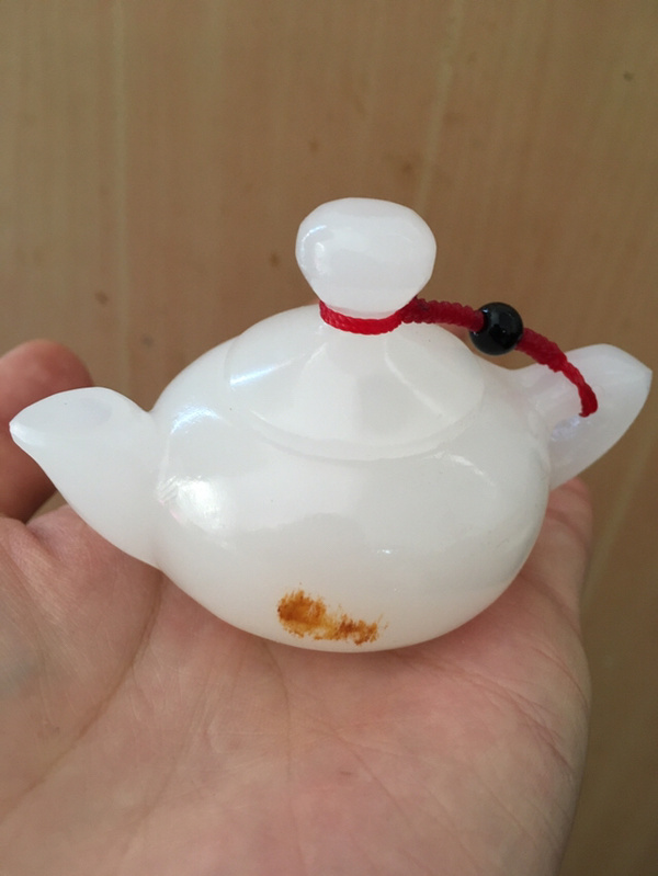 天然羊脂白玉壶把把件材质阿富汗白玉假一罚十规格