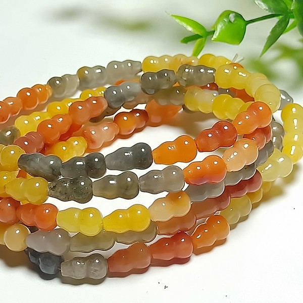 天然新疆金丝玉七彩玉原石手链葫芦手链可绕手五圈