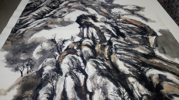 著名画家白云乡原创手绘真迹秋山高远尺寸规格1