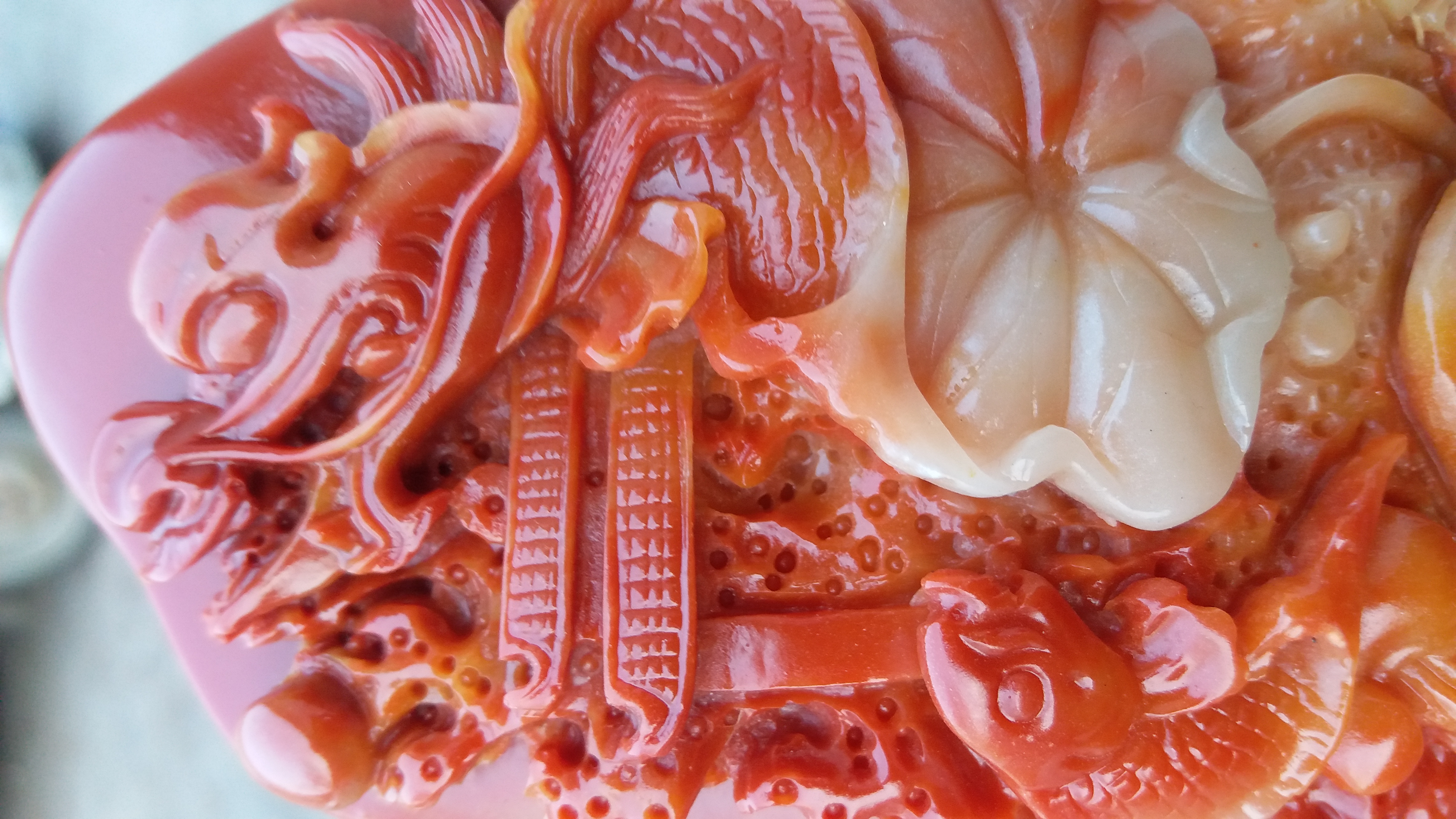 寿山石精雕鲤鱼跳龙门.做工精致