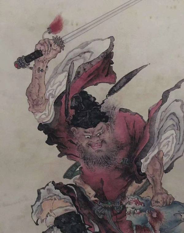 夏荆山钟馗捉鬼老卷轴中堂挂画一副喜欢的不