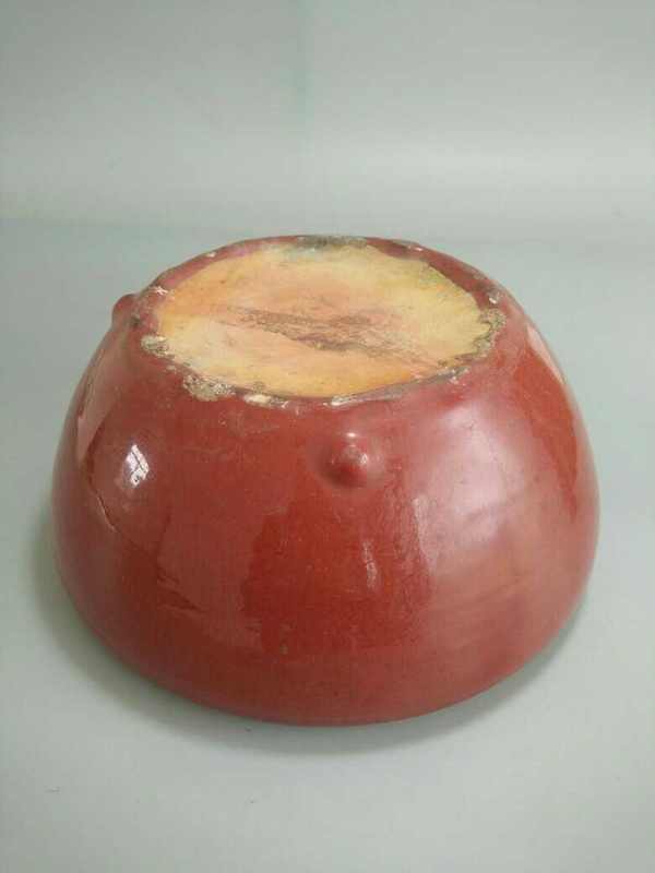 清康熙豇豆红笔洗高125cm口径225cm底径