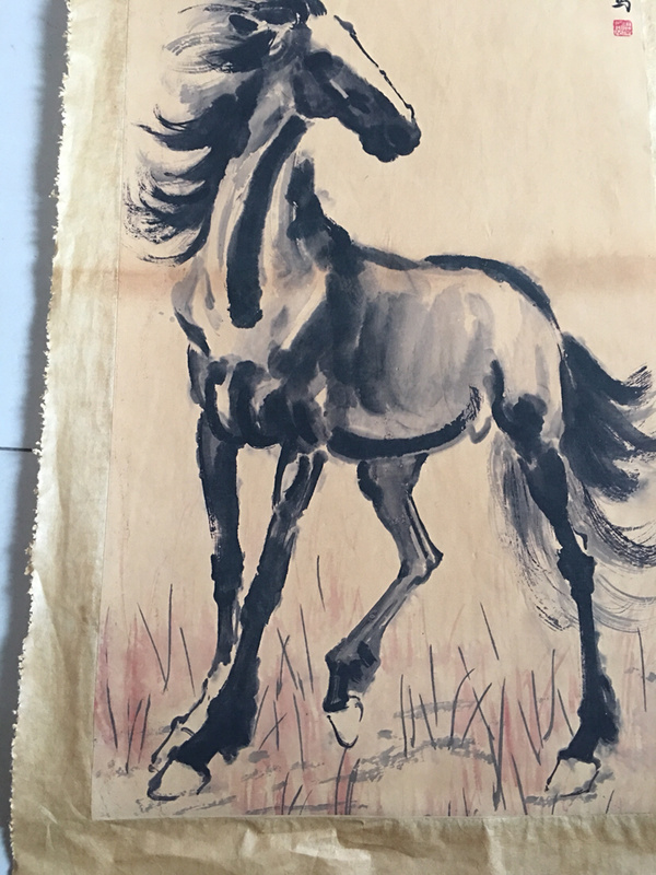 民间收藏品徐悲鸿马字画一副宝贝保存比较完整