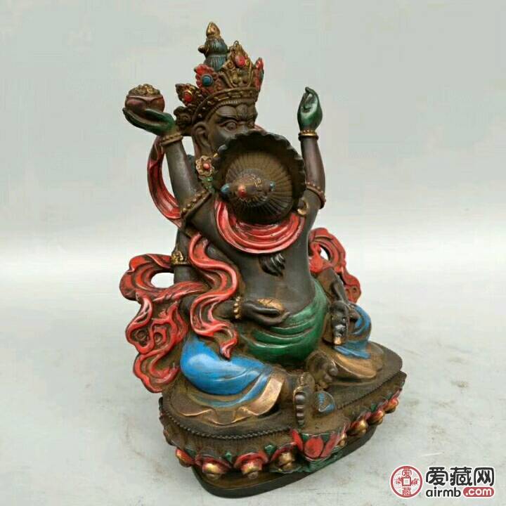 古法老琉璃黄财神双身佛,重29