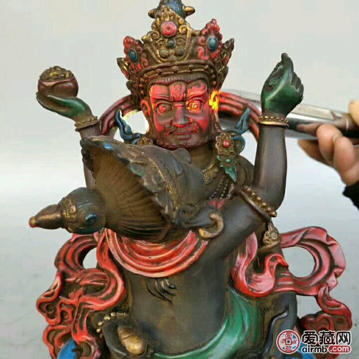 古法老琉璃黄财神双身佛,重29