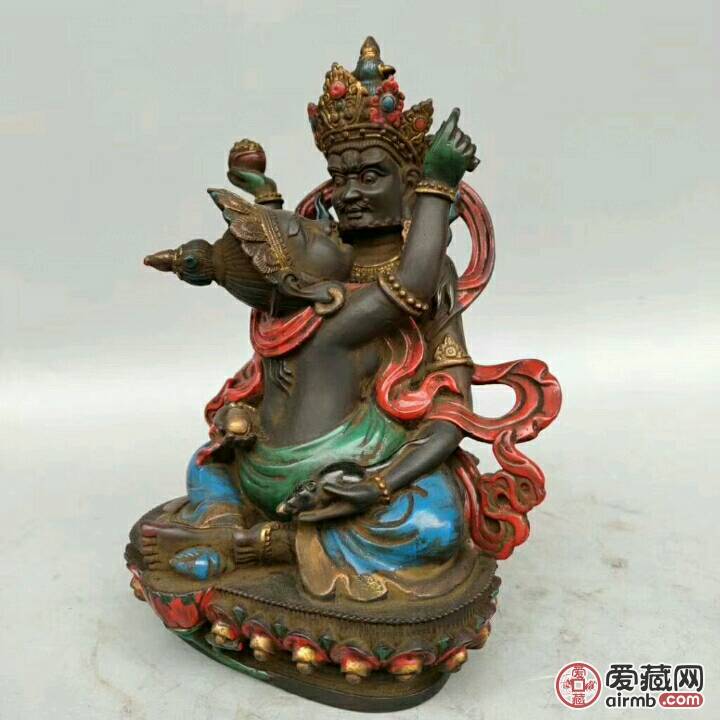 古法老琉璃黄财神双身佛,重29