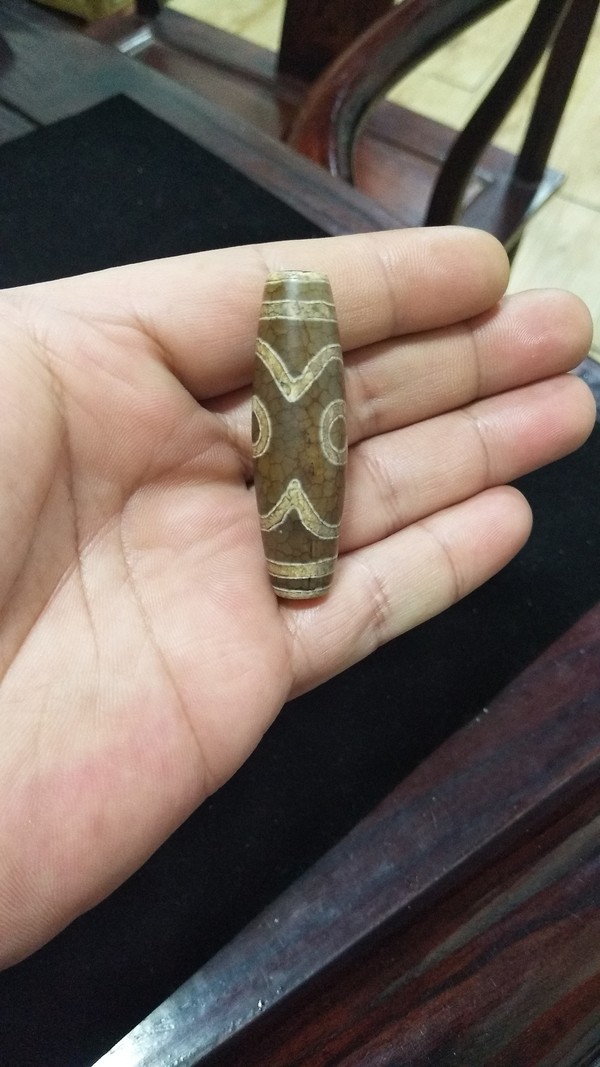 藏传三眼天珠开片玛瑙天珠尺寸504x152