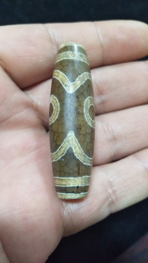 藏传三眼天珠开片玛瑙天珠尺寸504x152