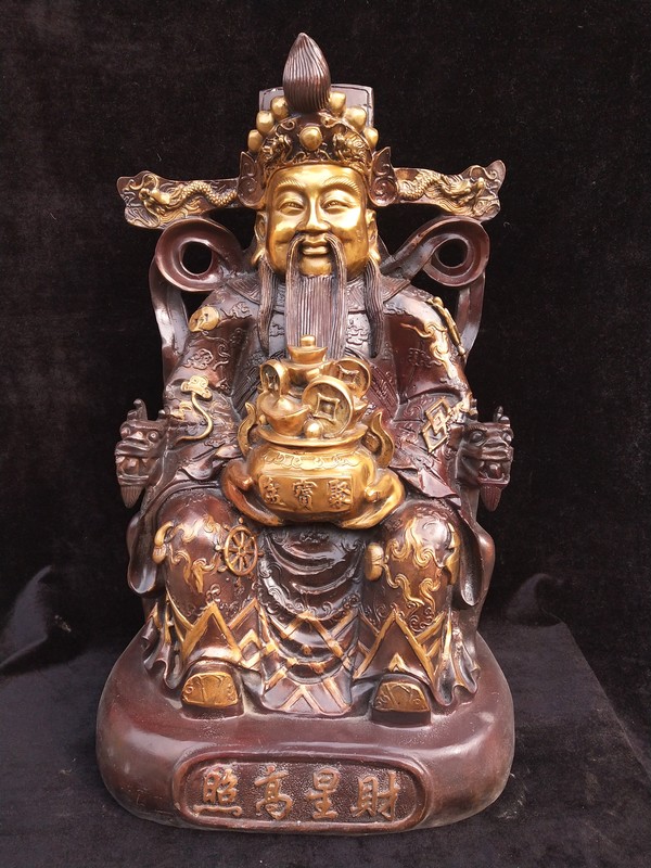 招财镇宅铜制鎏金财神爷一尊尺寸高48cm