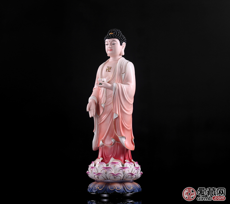 【优瓷坊】【德化白瓷】 【品名】立全莲阿弥陀佛