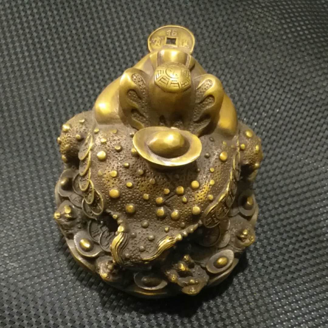 捡漏了,精品纯铜金蟾摆件做工精