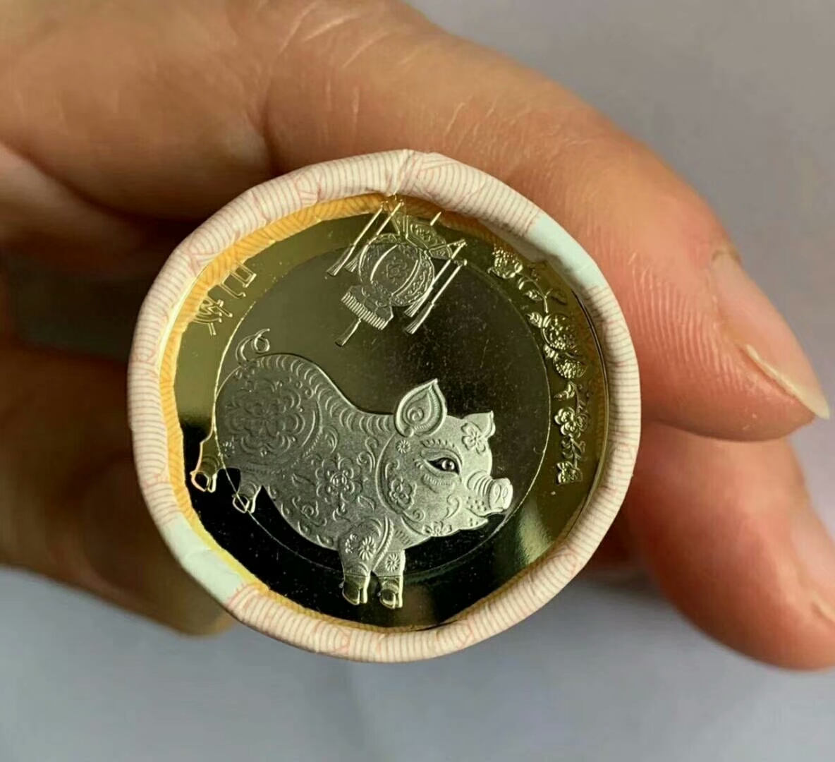 0元起拍猪年纪念币一卷,欢迎竞