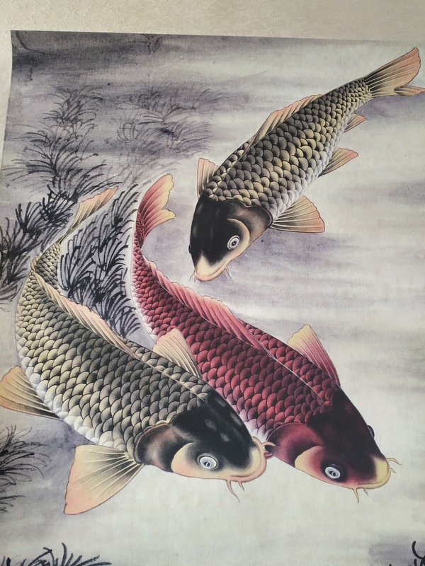 精品放漏五鱼画宣纸卷轴画一幅惟妙惟肖