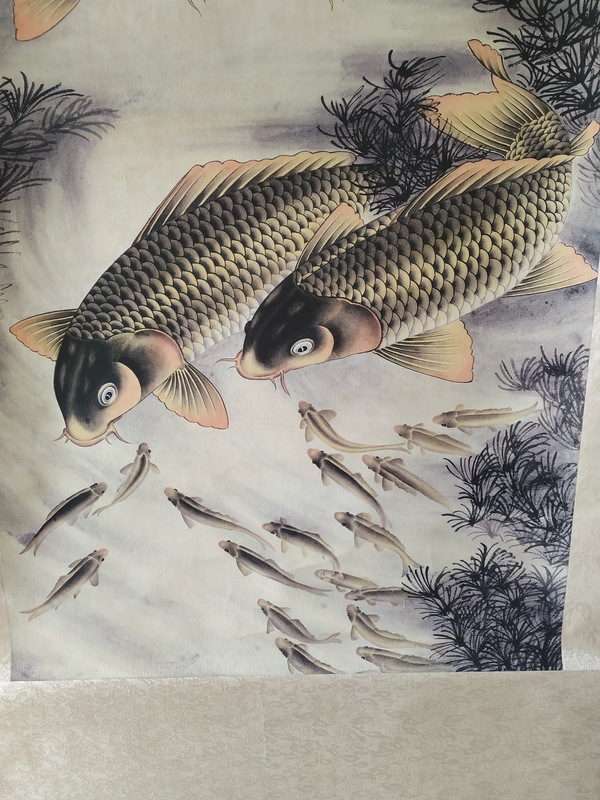 精品放漏五鱼画宣纸卷轴画一幅惟妙惟肖