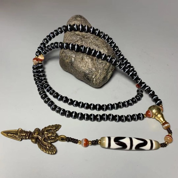 藏区珍品天然一线药师佛珠项链主珠直径约8mm108