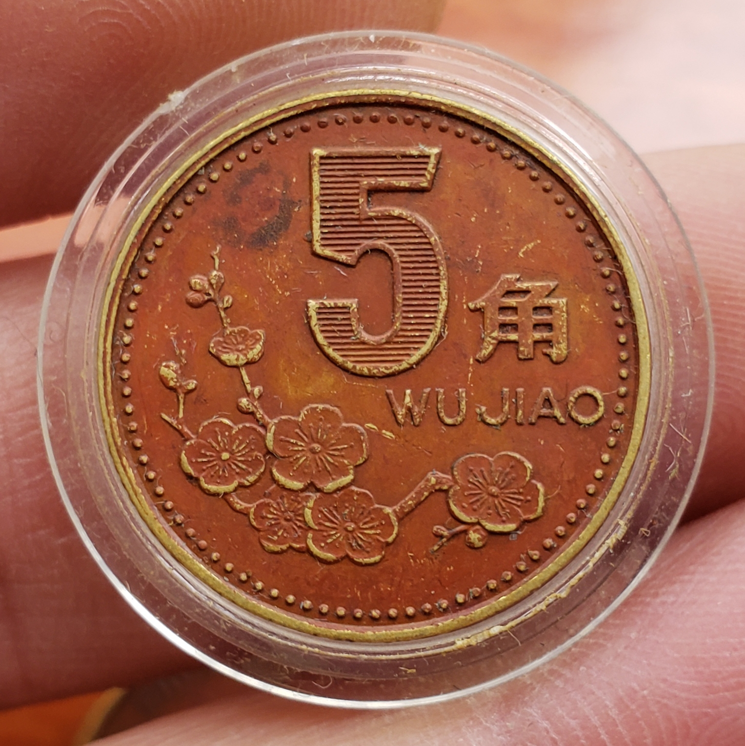 1996年梅花五角包浆币一枚.