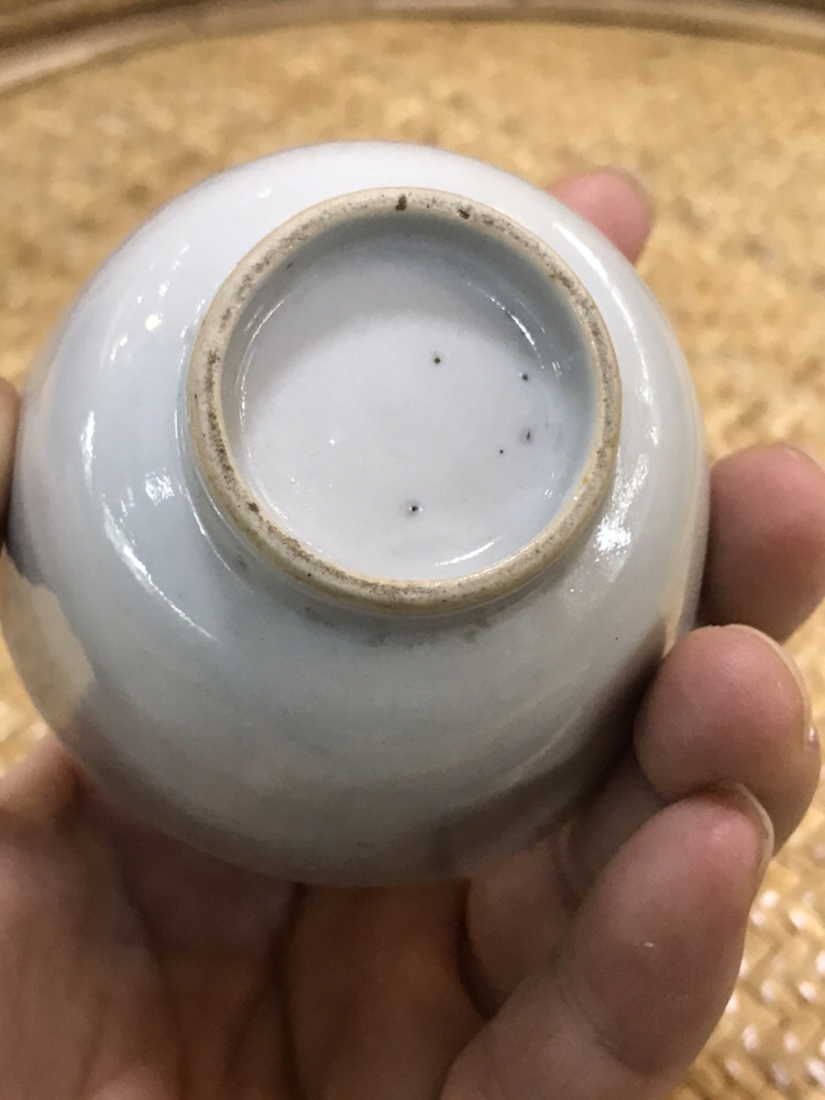 清代卵白釉压手杯.全品如图,非