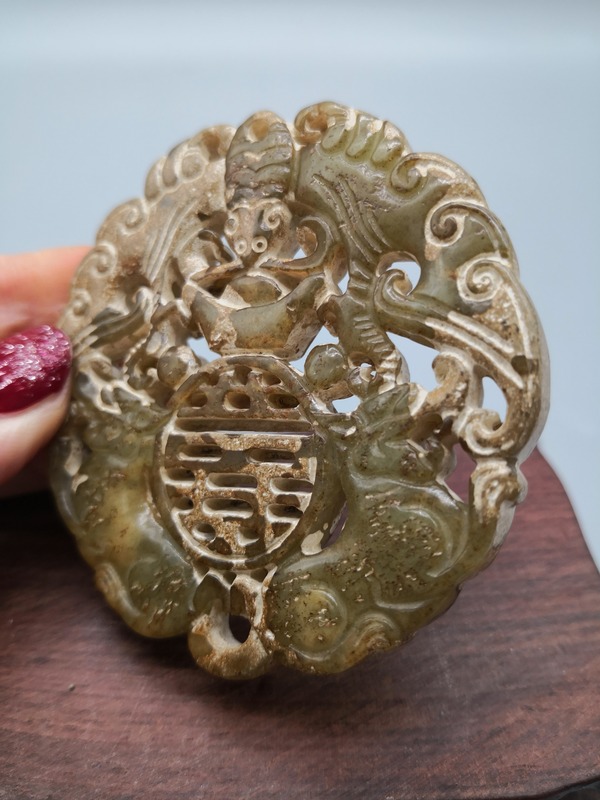 福禄寿喜玉佩皮壳老道沁色入骨包浆浑厚脂