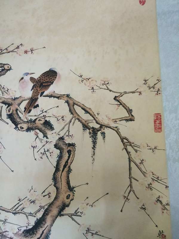 邹一桂款作品【,花鸟图】卷轴字画一幅,画工精湛,栩栩如生,题词落款