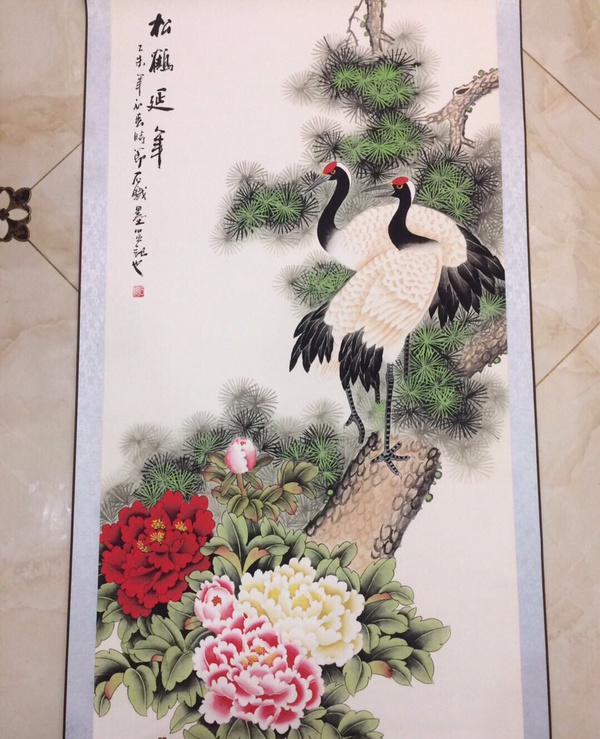 新品来袭松鹤延年中堂画一幅名家作品此画