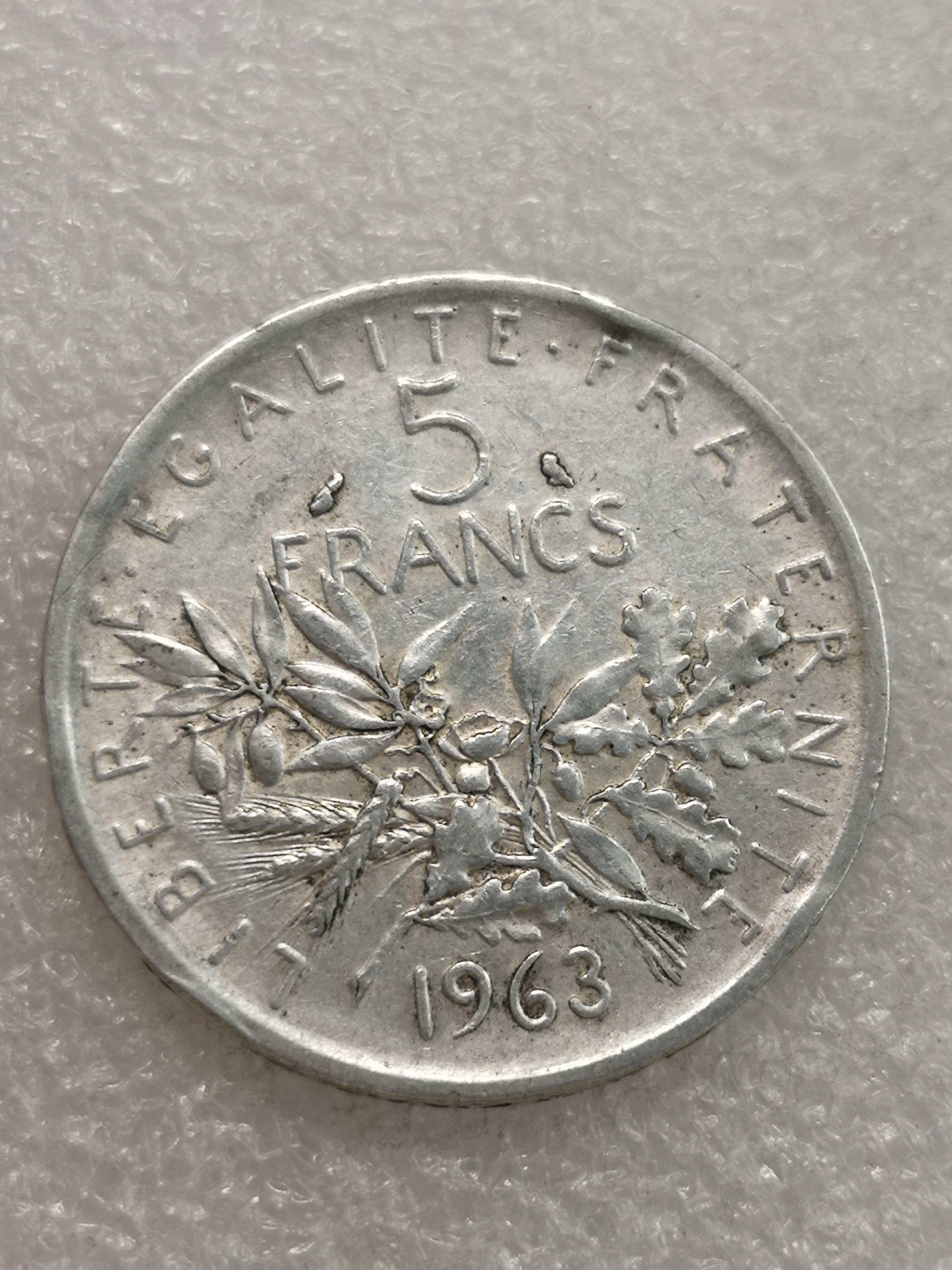 1963年5法郎法国播种女神银