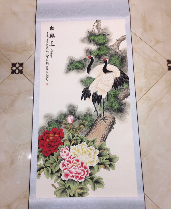 新品来袭松鹤延年中堂画一幅名家作品此画