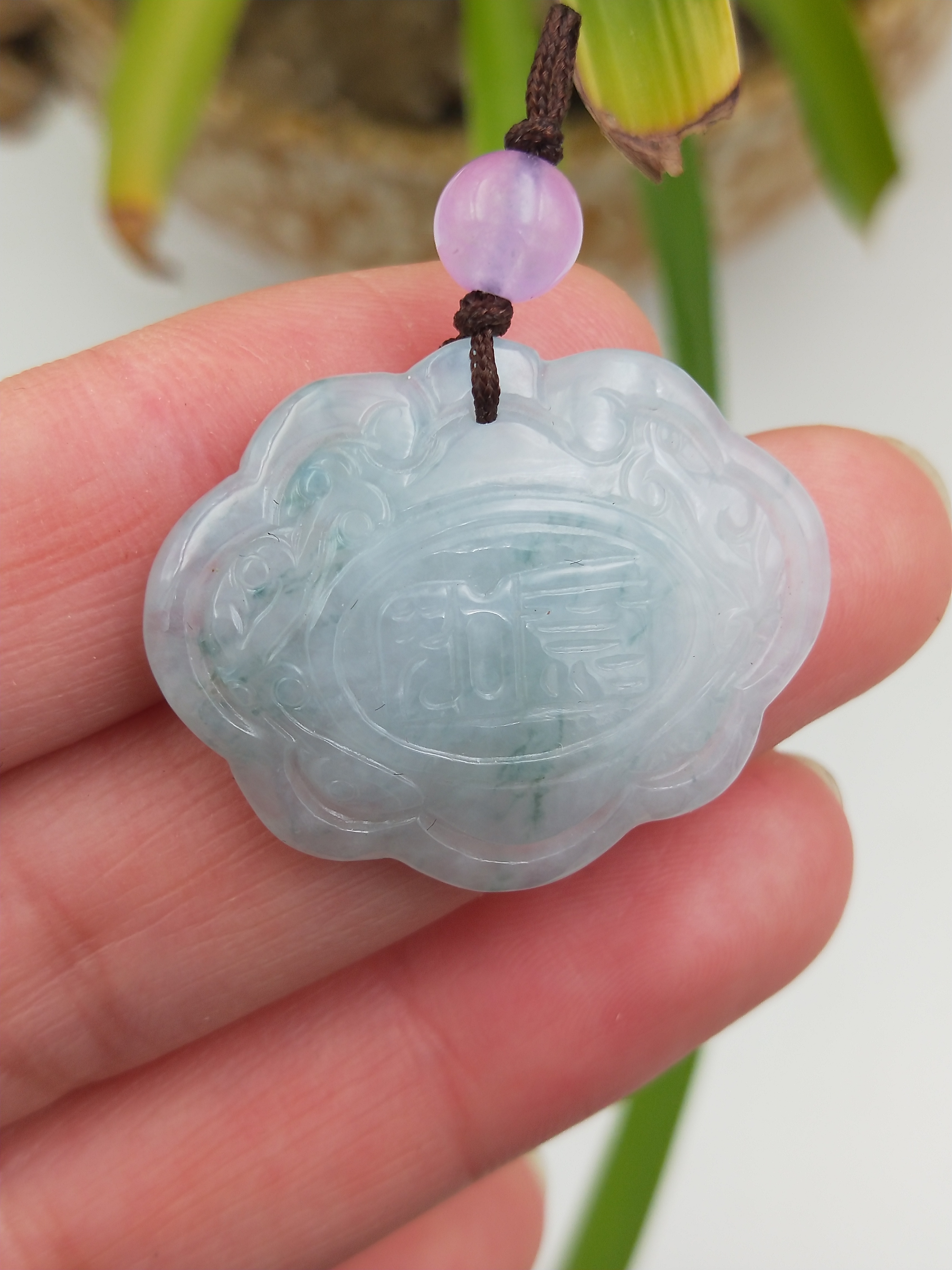 翡翠飘花如意锁,保真a货,完美