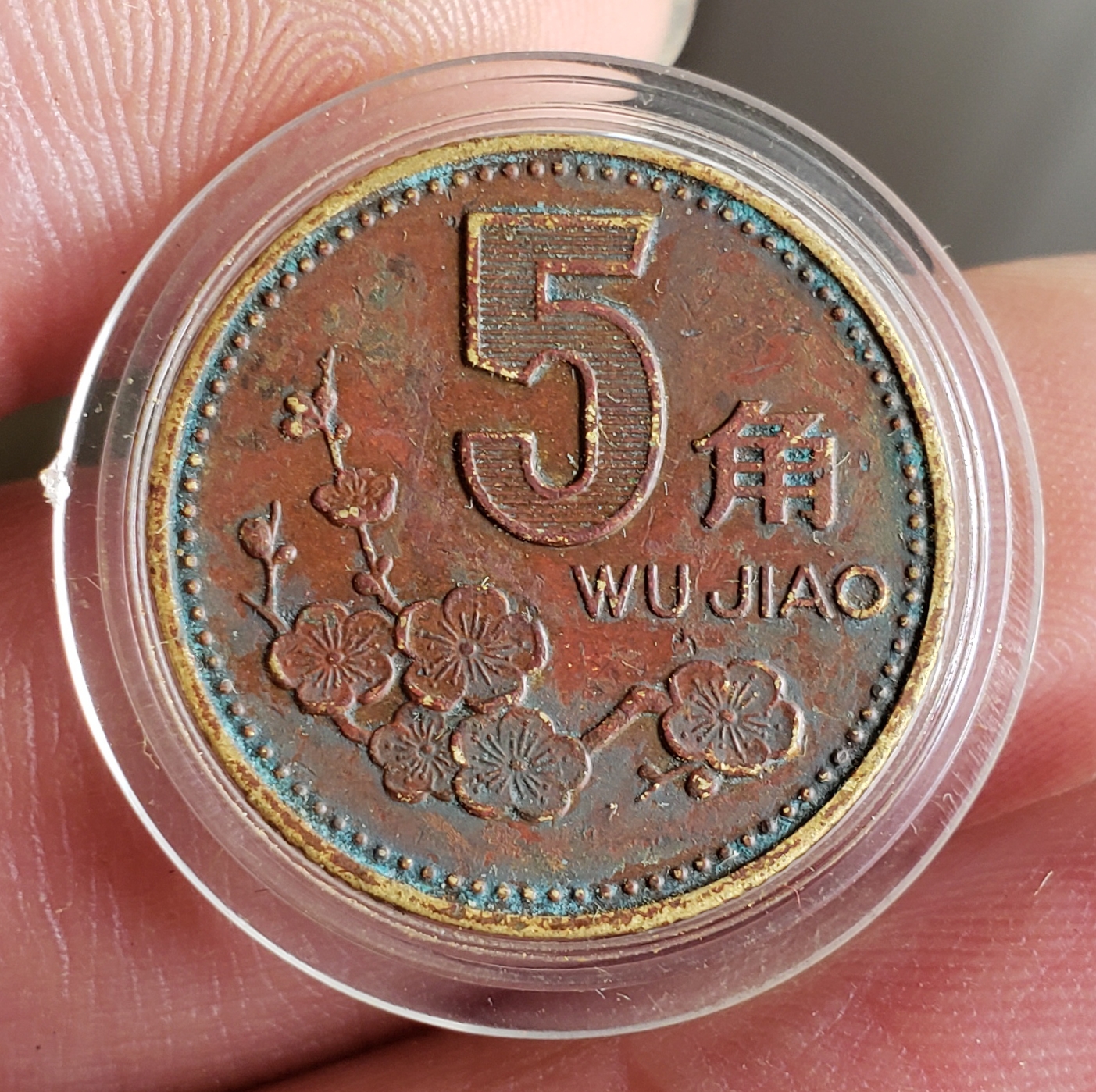 1994年梅花五角包浆币一枚.