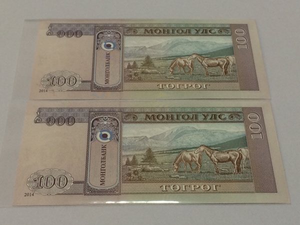 蒙古100元全新豹子号两张全新绝品保真喜欢的