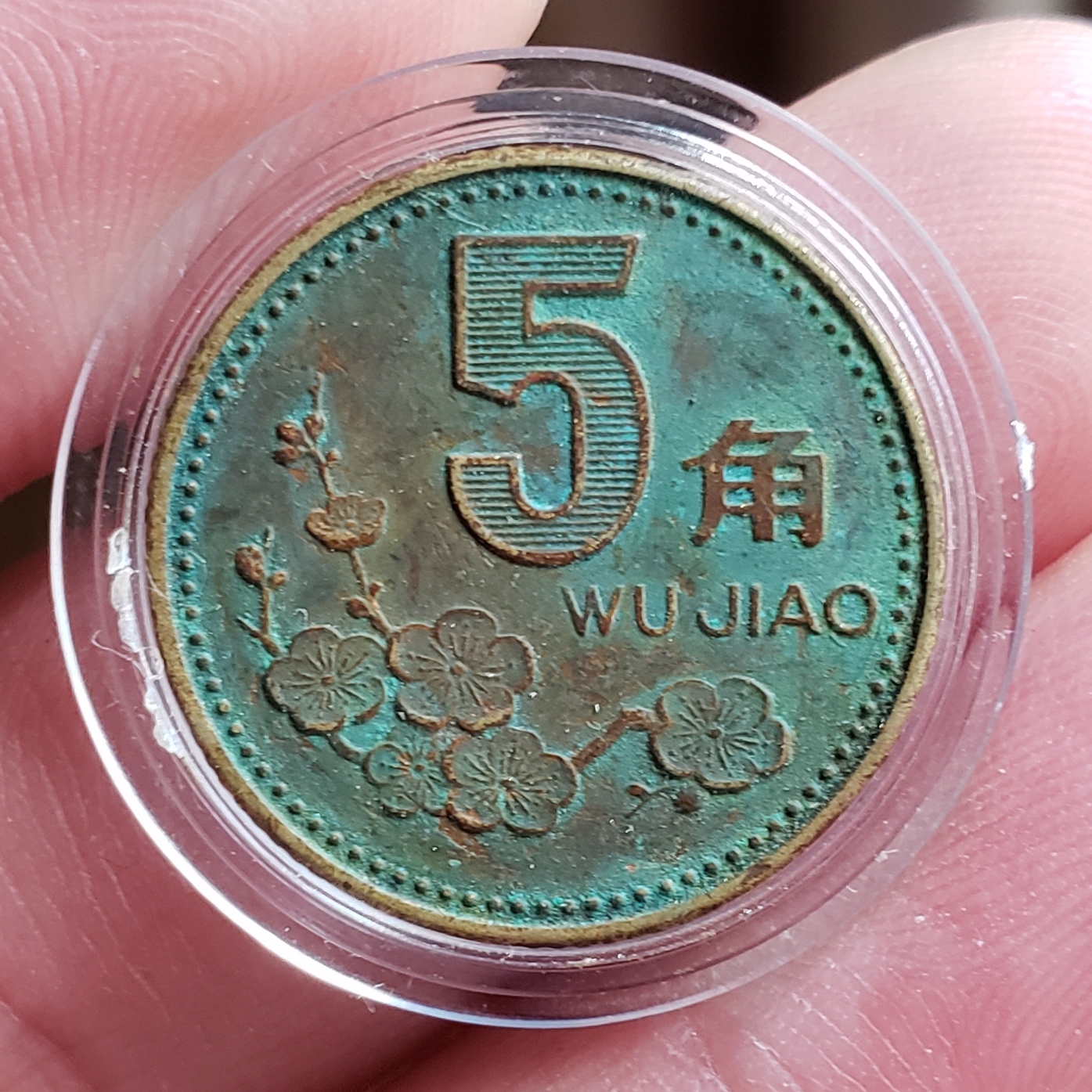 1995年梅花五角包浆币一枚