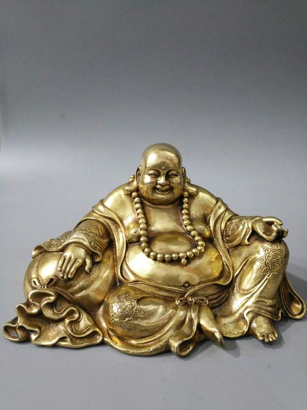 旧藏大明宣德年制黄铜鎏金弥勒佛一尊,真假_图片_价格_评级-明朝-爱藏