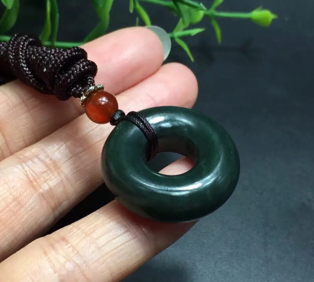 和田玉青玉平安扣挂件,宝贝实物