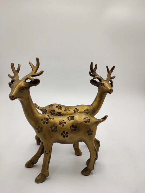 铜梅花鹿一路有你风水铜摆件招财家居装饰品尺寸高19