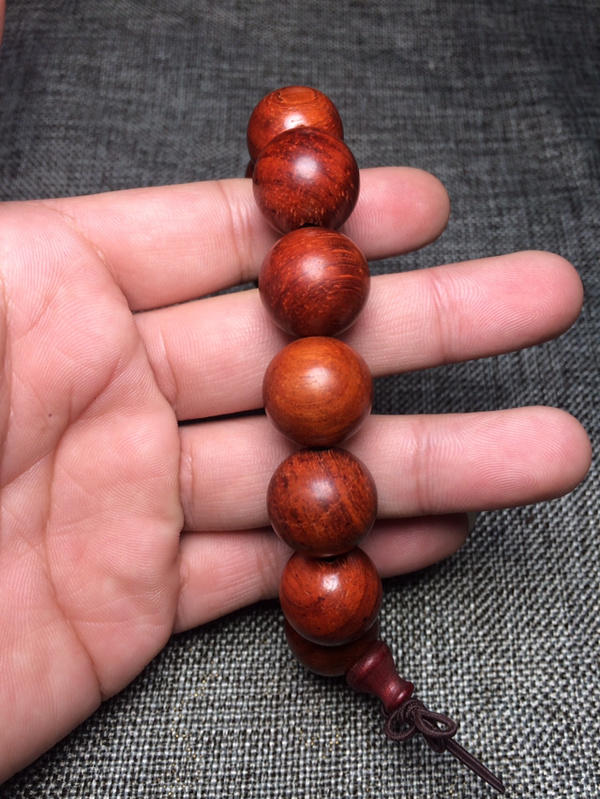 正品猫眼紫檀手串品高色靓如人如景整串珠子大气