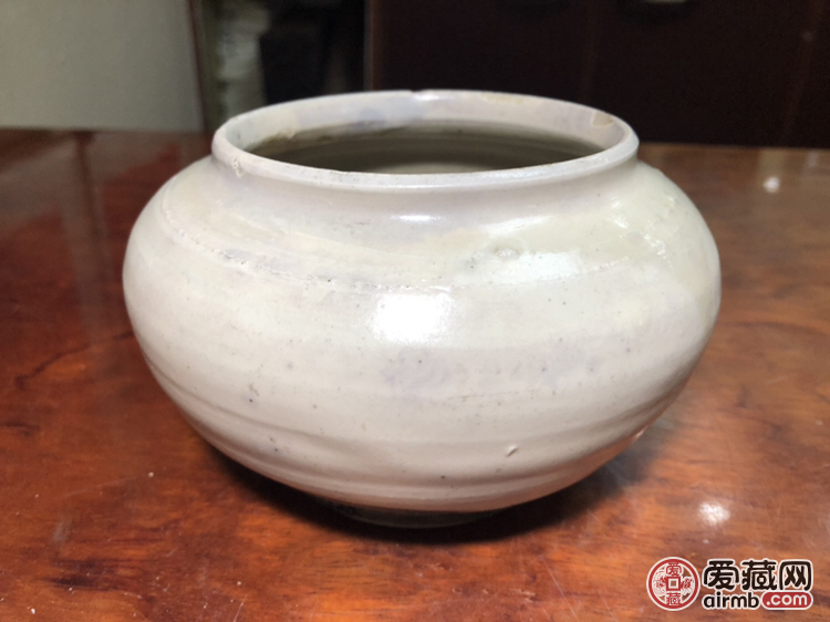 元代磁州窑白釉罐全品高7