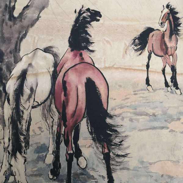 新品上拍,徐悲鸿款作品三马图宣纸绢布真假_图片_价格_评级-书画篆刻