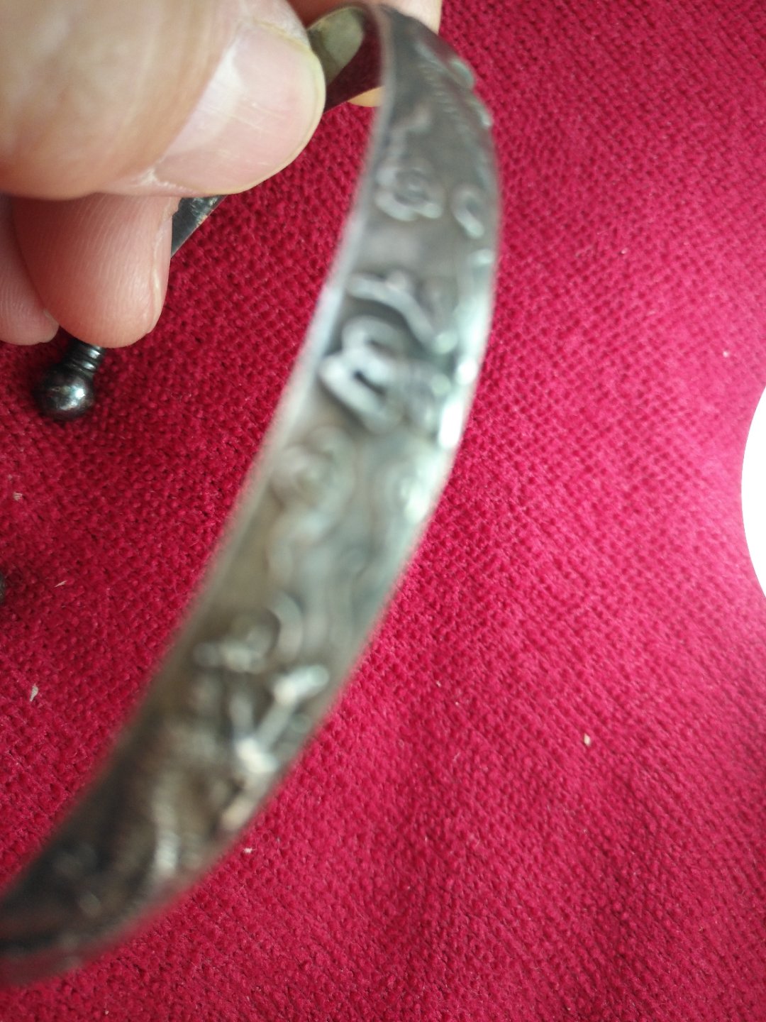 清代时期物品老银镯一件清朝龙凤呈祥镯子保真按