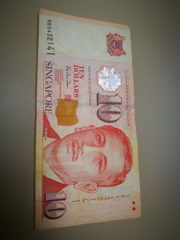 新加坡1999年头像10元流通纸钞板子好包邮