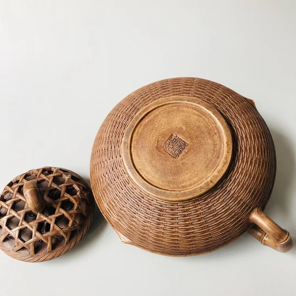 紫砂壶收藏,紫砂竹编 八方来财 紫砂壶 茶壶 材质