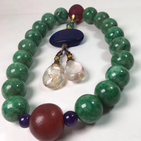 翡翠十八子手持手钏佛珠 翡翠