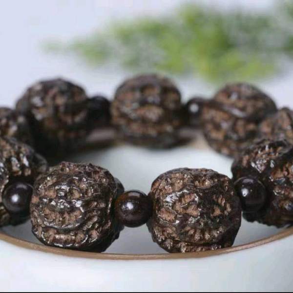 黑檀木木雕核桃手串珠子直径2厘米