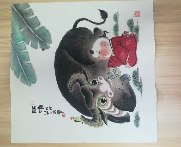 《反哺》系吴元原创,生宣三尺斗方(50*50),2