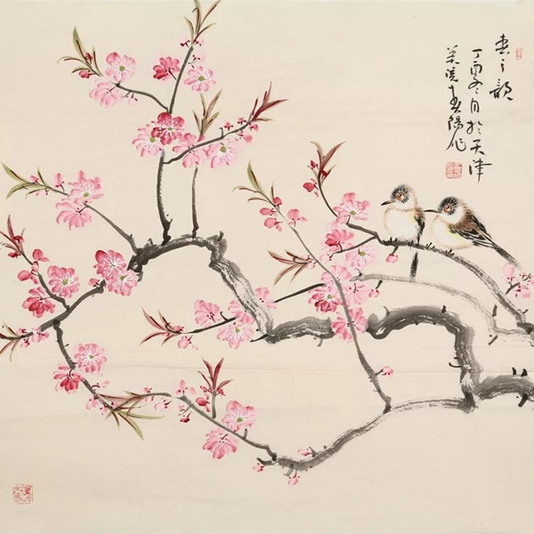 霍春阳斗方手绘写意春之韵作品作者霍春阳作品