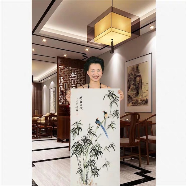 董卿工笔花鸟作品竹报平安手绘四尺竖真假_图片_价格_评级-书画篆刻