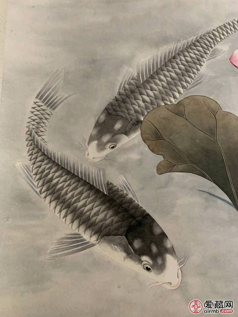 吴青霞大师鱼乐图一副,吴春霞画