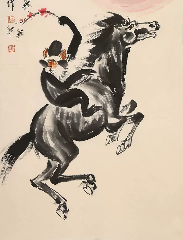 徐培晨字画三尺竖幅手绘名人书画动物猴赠收藏证书