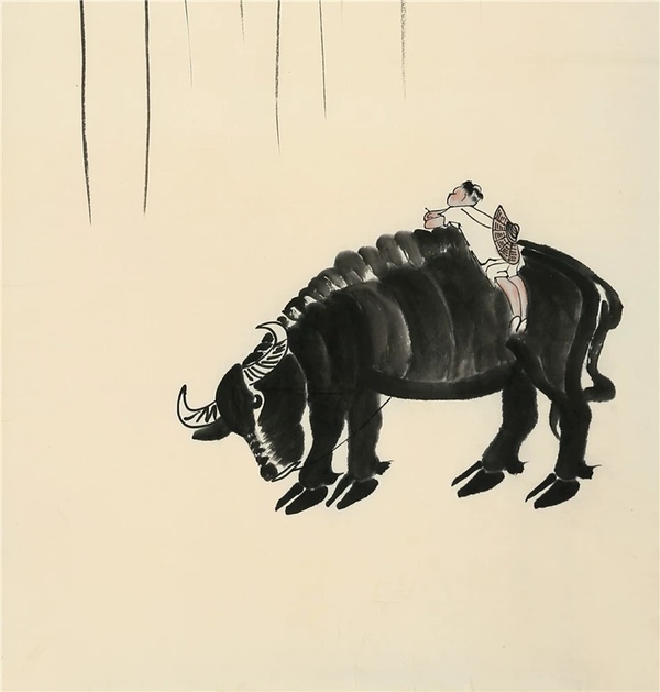 李可染《春牧图》赠画册【作者作品】;李可染【作品尺