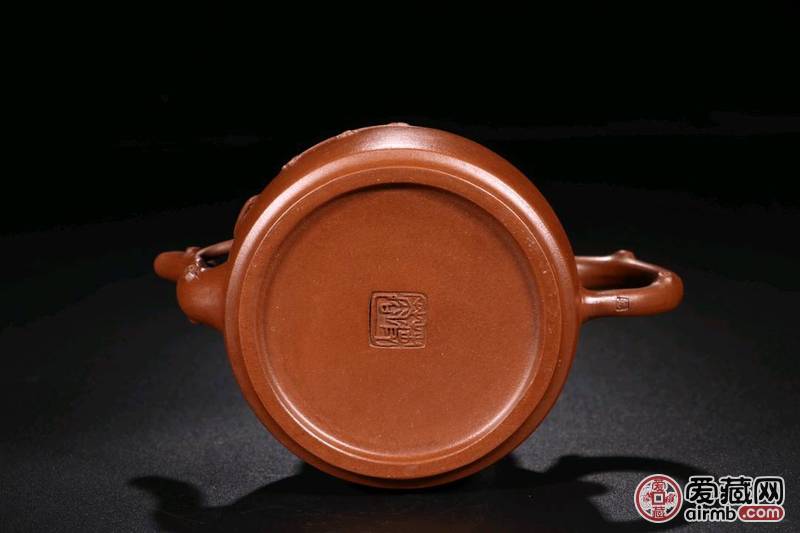 w编号3934 现代:"蒋蓉"款梅花纹紫砂壶 尺寸:长