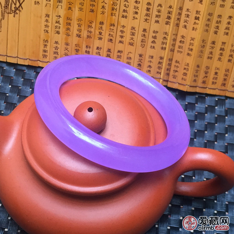 冰种石英岩玉翡翠色玉手镯紫罗兰