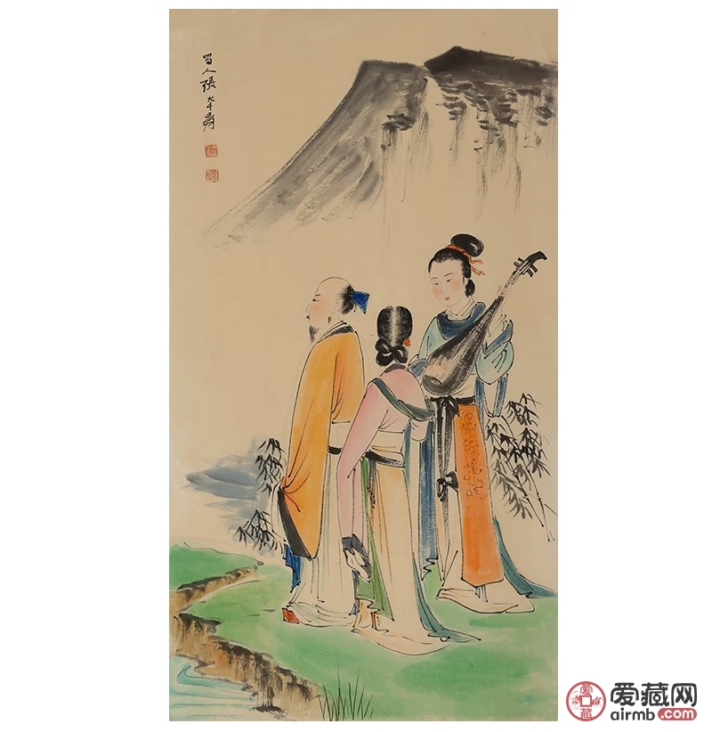 张大千人物画《携琴访友图》作品作者: 张-价格288元-爱藏拍卖-爱藏网